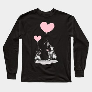 Two cute Elephants with Hearts - Oilpainting of Love Long Sleeve T-Shirt